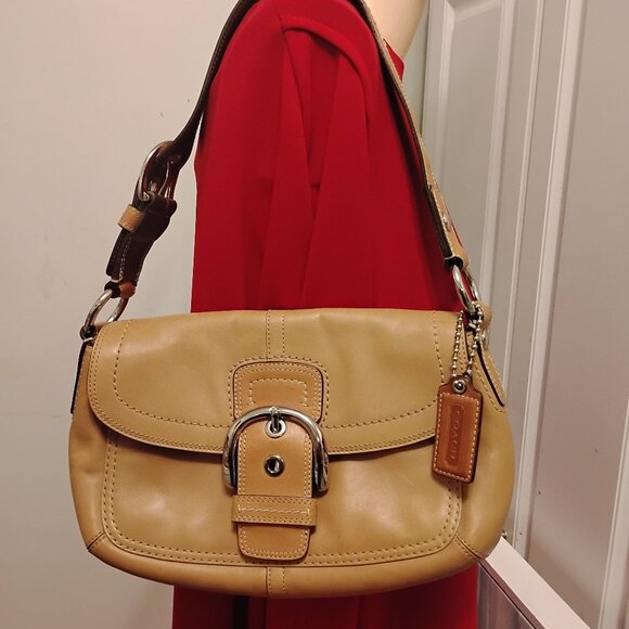 ❤️COACH Y2K 13105 SOHO Soft Tan Leather Hobo Bag Purse + Hangtag - Picture 1 of 7